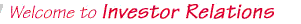 Welcome to Investor Relations