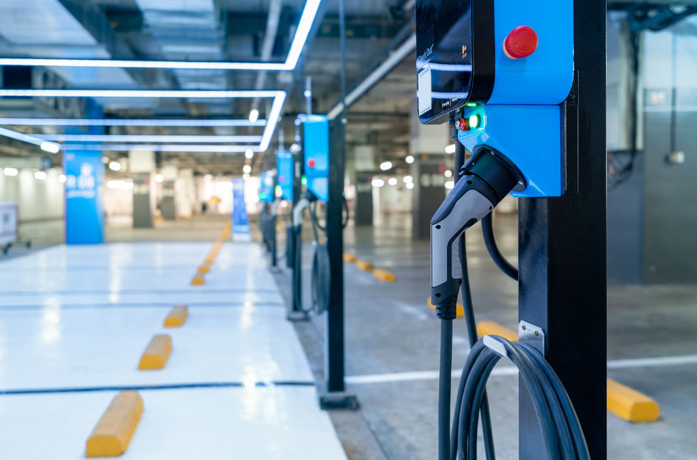 An EV charging station
