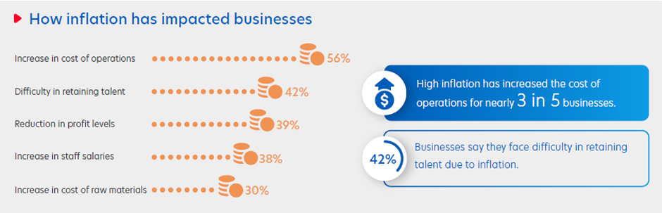 Figure 2: Businesses were most impacted by high inflation and rising operational costs last year.