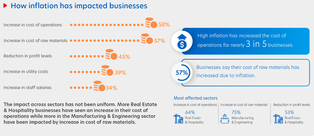 Businesses were most impacted by high inflation and uncertainty over commodity prices last year