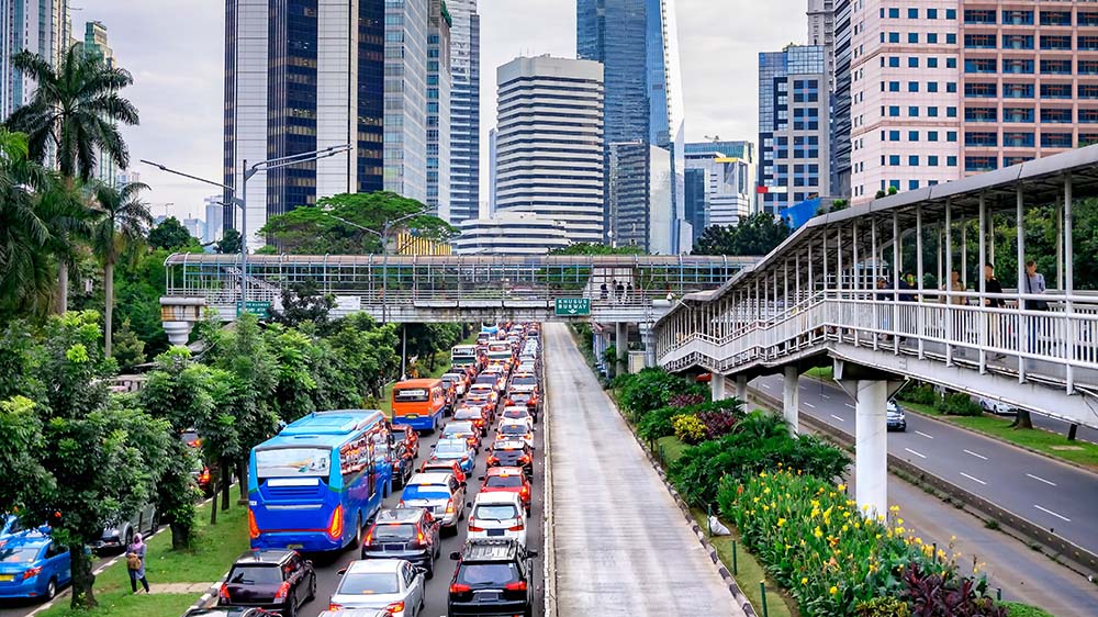 Rush hour traffic in Indonesia