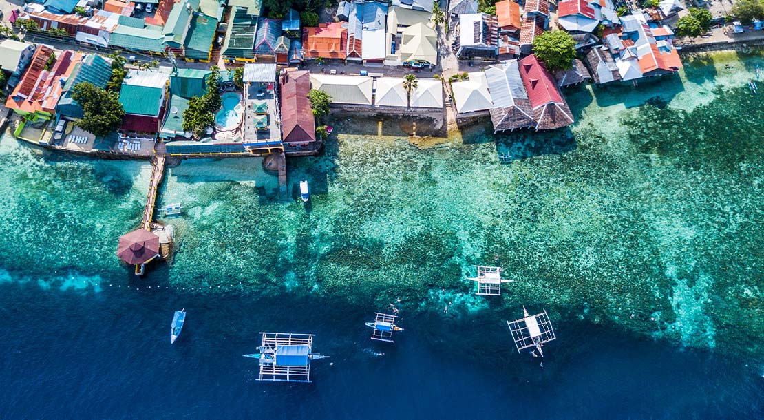 Aerial view of a shrimp farm