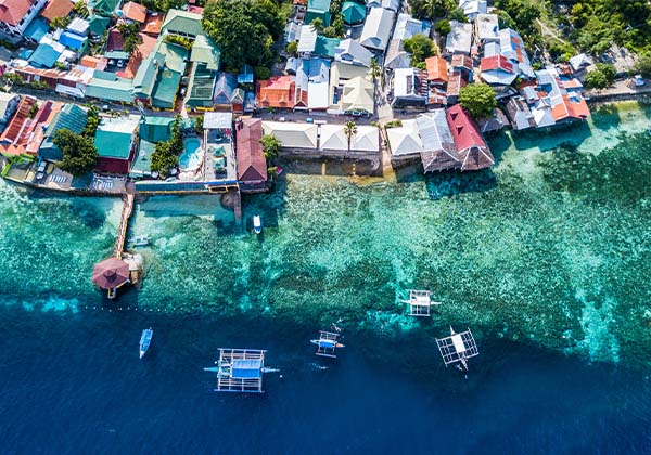 Aerial view of a shrimp farm