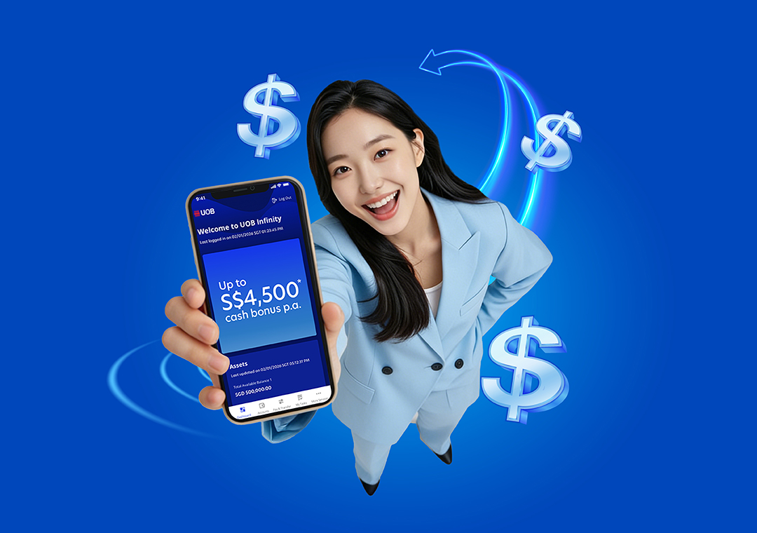 Earn up to S$4,500* cash bonus p.a. with your new UOB Business Accounts