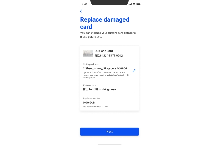 Confirm your mailing address and tap “Next”