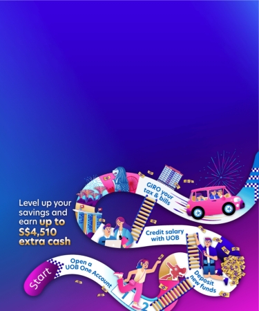 Earn up to S$4,510 cash* when you save and transact with UOB