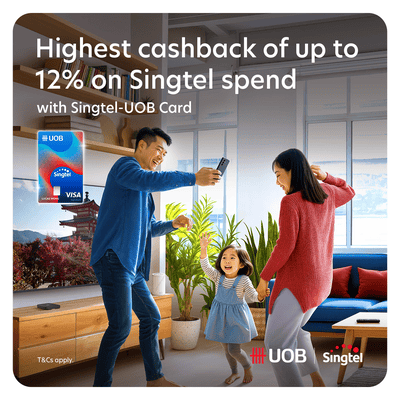 Get S$188 cash credit* when you apply for the Singtel-UOB Card now!