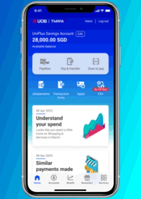 Tap 'Wealth' on the UOB TMRW app