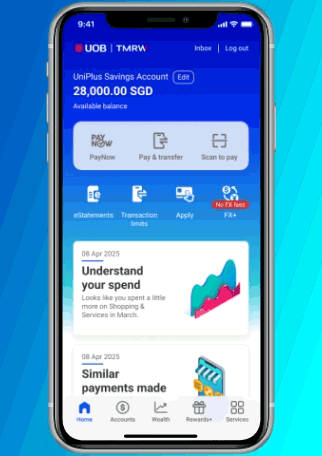 Tap 'Wealth' on the UOB TMRW app