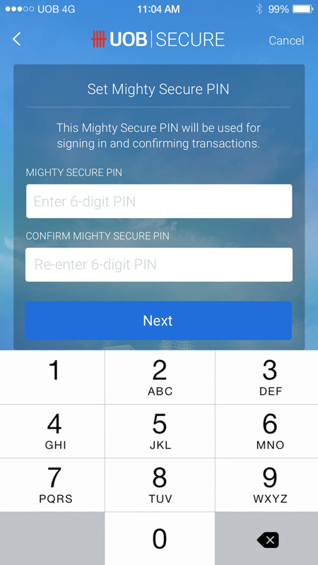 Set your new Mighty Secure PIN
