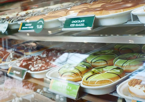 Display of Krispy Kreme donuts