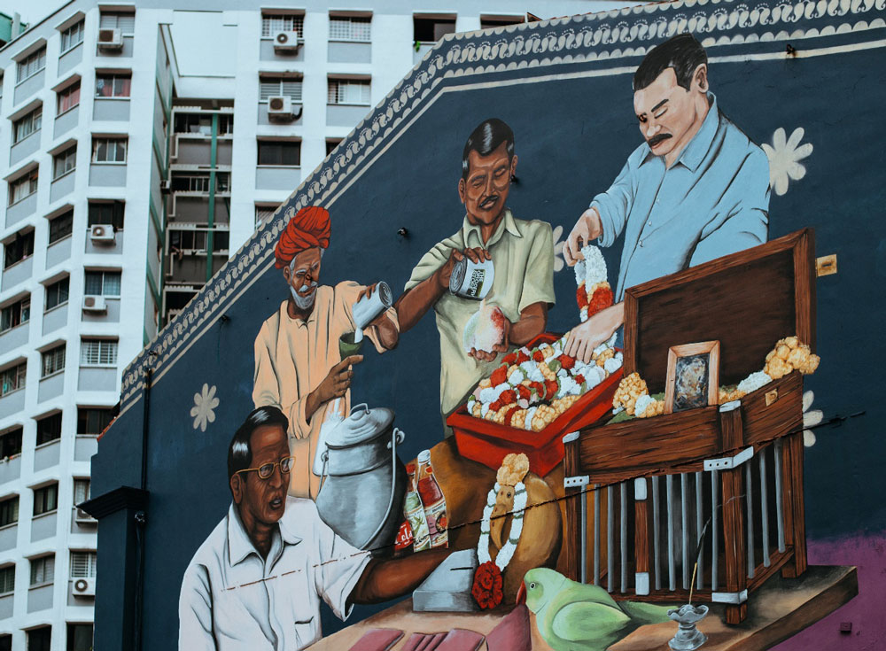 A mural in Little India, Singapore.